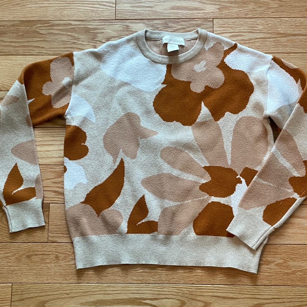 Tan flower design sweater
